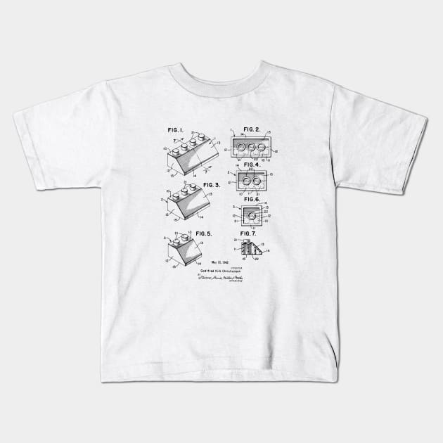 Lego Bricks Vintage Patent 1962 Kids T-Shirt by MadebyDesign